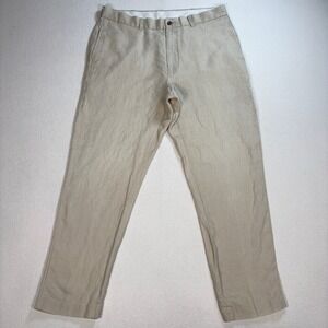 Brooks Brothers 346 Linen Pants Mens 36x30 Beige Tapered Resort Vacation Coastal